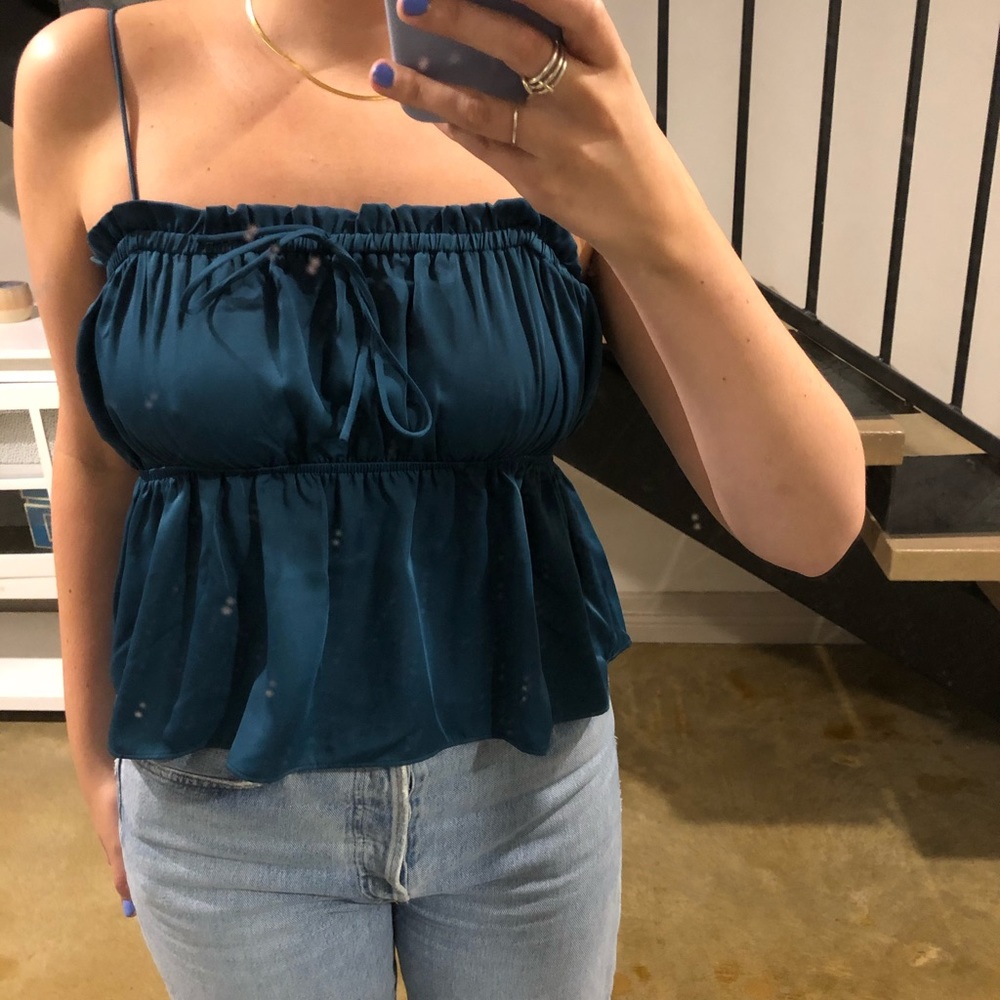 Teal flowy tank top